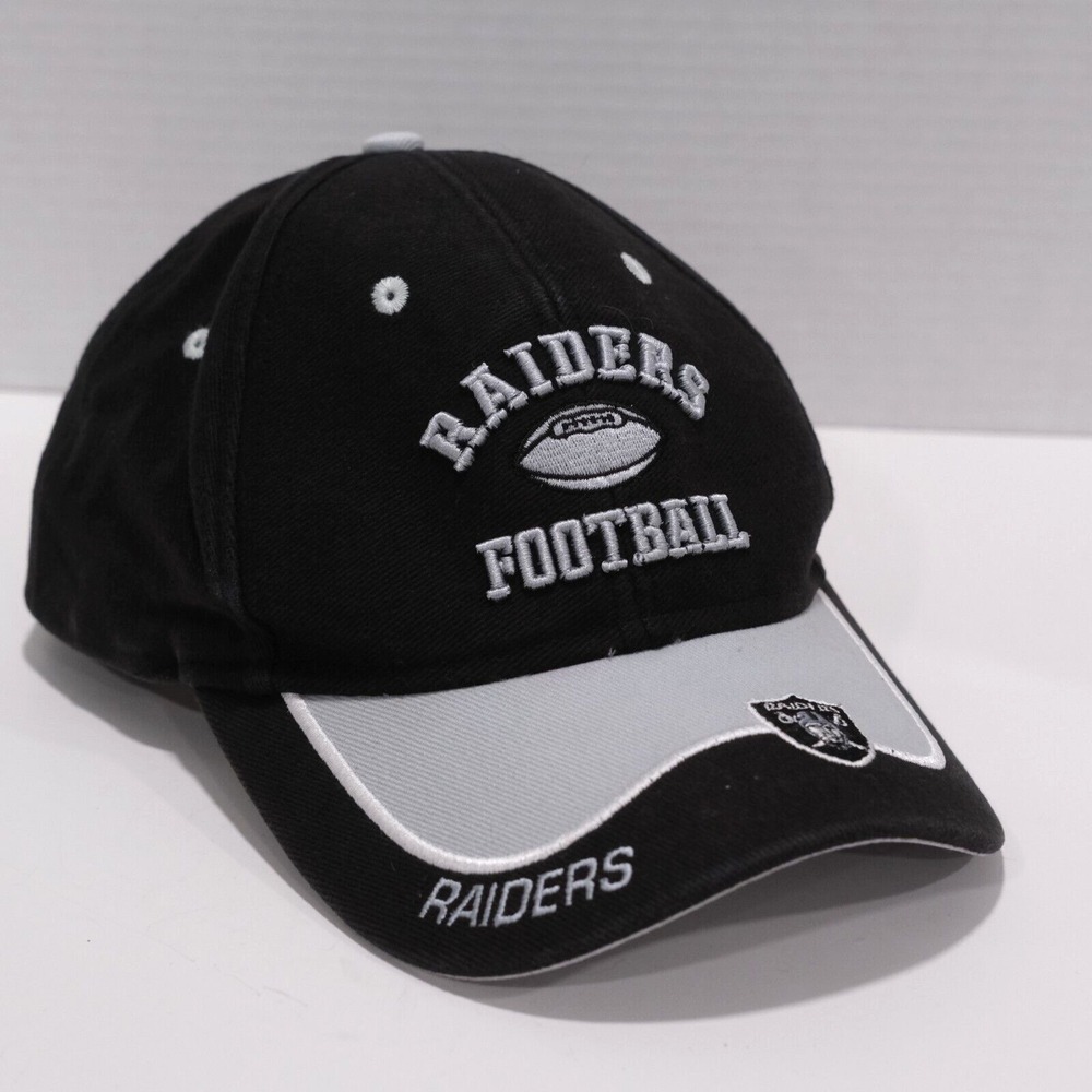 VTG NFL Team Apparel Strapback Hat Adult OS Black Oakland Raiders Football Y2K